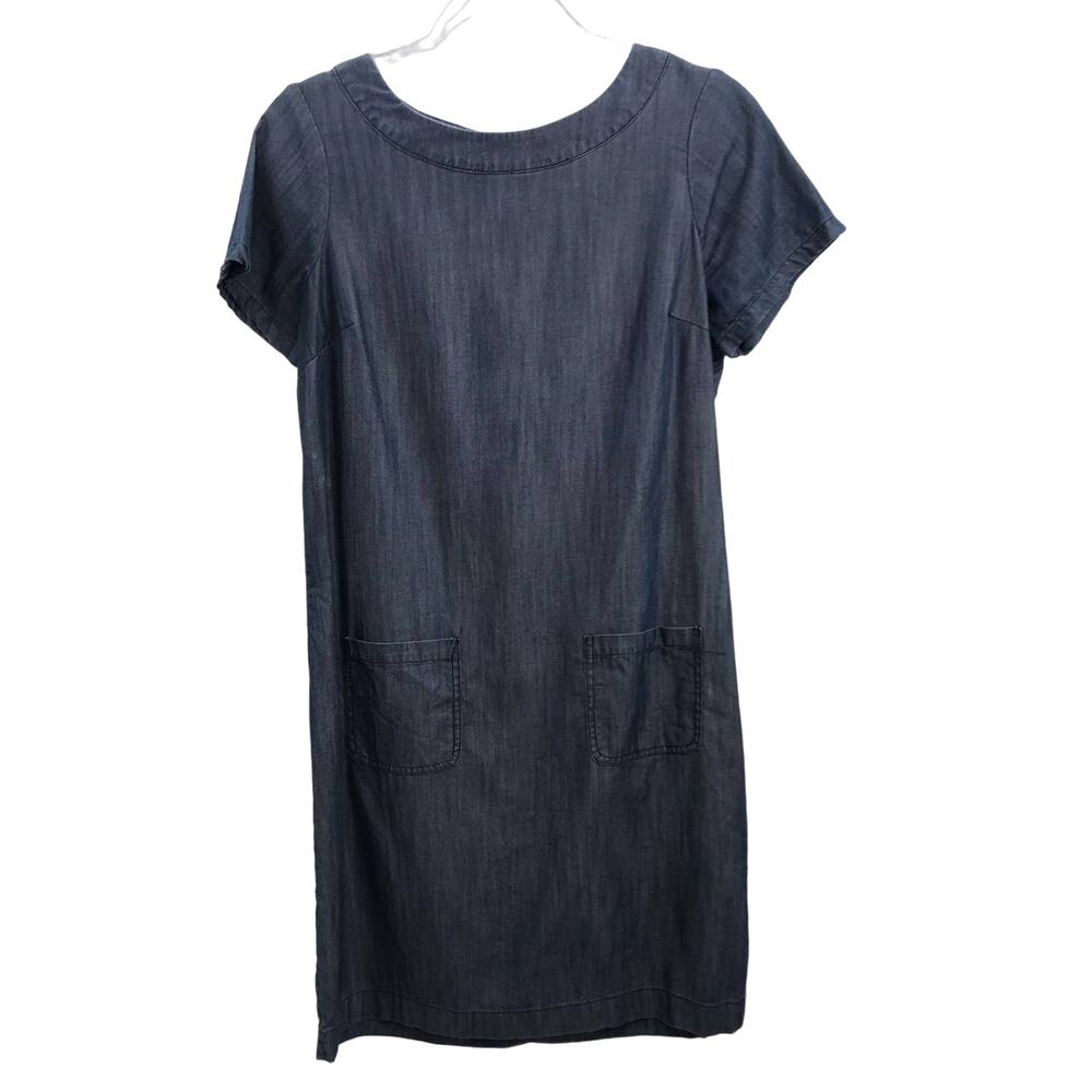 Boden Verity Women's Dark Wash Chambray Short Sleeve Shift Dress Size 6L